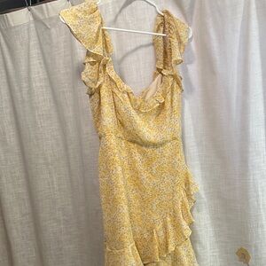 Hello Molly- Floral Yellow Ruffle Dress